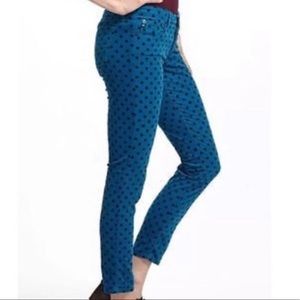AG Adriano Goldschmied aqua blue polka dot stevie ankle jeans